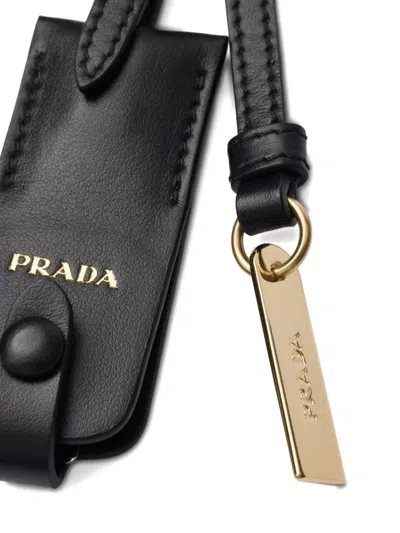 Prada Mirror-case Keychain In Black