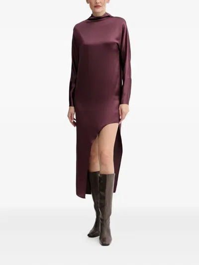 Isabelle Blanche Mock-neck Midi Dress In Purple
