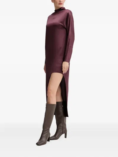 Isabelle Blanche Mock-neck Midi Dress In Purple