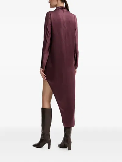Isabelle Blanche Mock-neck Midi Dress In Purple