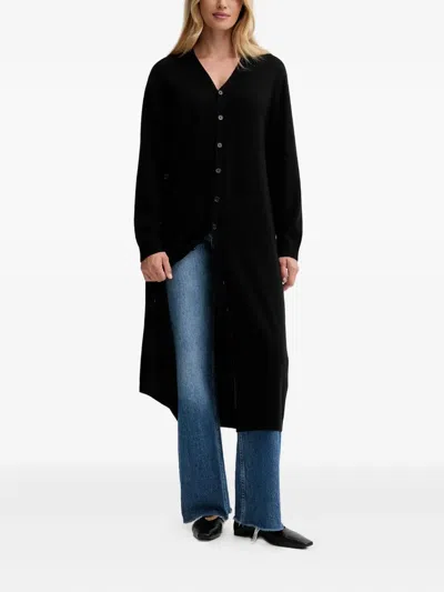 Isabelle Blanche Button-up V-neck Cardi-coat In Black