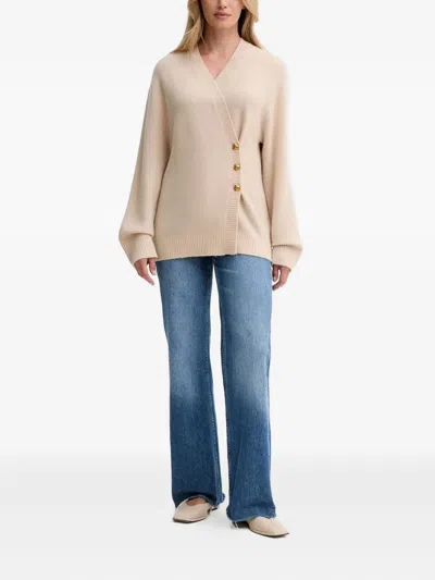 Isabelle Blanche Button-up V-neck Cardigan In Neutral