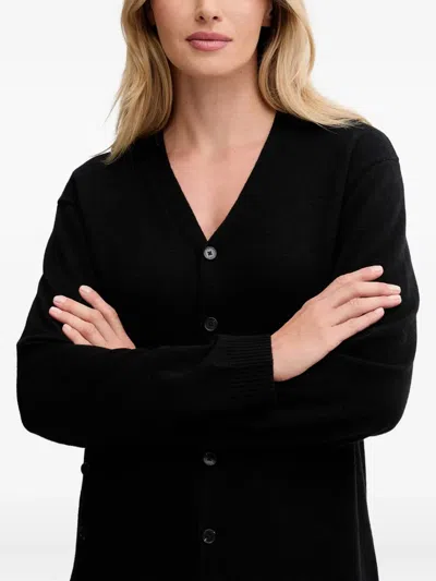 Isabelle Blanche Button-up V-neck Cardi-coat In Black