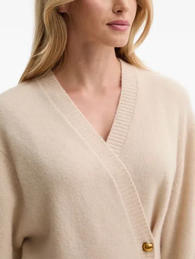 Isabelle Blanche Button-up V-neck Cardigan In Neutral