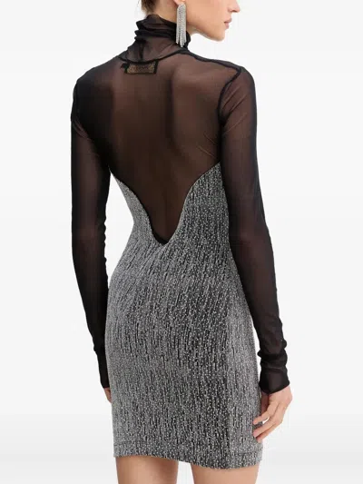 Simona Corsellini Long-sleeve Panelled Mini Dress In Metallic