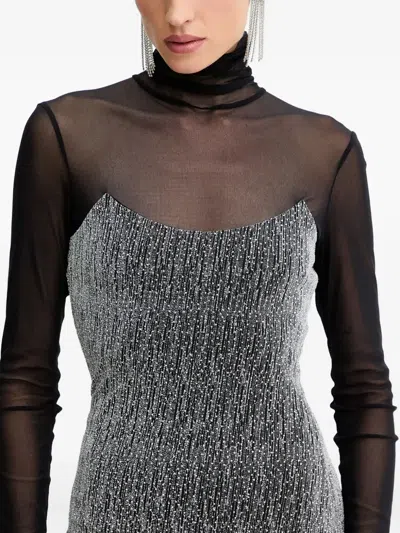 Simona Corsellini Long-sleeve Panelled Mini Dress In Metallic