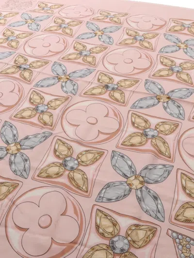 Pre-owned Louis Vuitton Monogram Flower Precious Dragon Stall Shawl In Pink