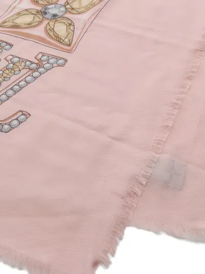 Pre-owned Louis Vuitton Monogram Flower Precious Dragon Stall Shawl In Pink