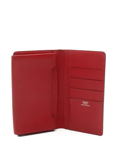 Pre-owned Hermes 2015 Bi-fold Smart Classic Wallet In Red