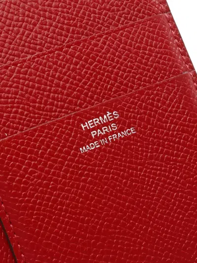 Pre-owned Hermes 2015 Bi-fold Smart Classic Wallet In Red