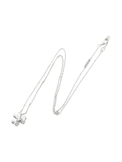 Pre-owned Van Cleef & Arpels 2010s 18k White Gold Frivole Diamond Necklace In Silver