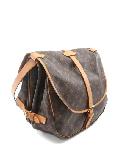 Pre-owned Louis Vuitton 1999 Saumur 35 Monogram Buckle Cross Body Bag In Brown