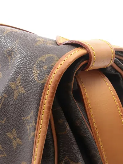 Pre-owned Louis Vuitton 1999 Saumur 35 Monogram Buckle Cross Body Bag In Brown