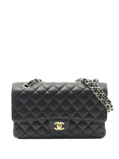Pre-owned Chanel 2012-2013 Double Flap Chain-starp Shoulder Bag In Black