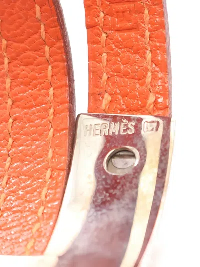 Pre-owned Hermes 2001 Puspus Leather Bracelet In Orange