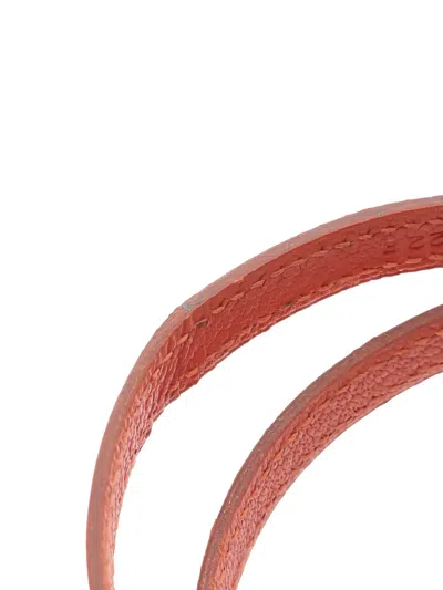Pre-owned Hermes 2001 Puspus Leather Bracelet In Orange