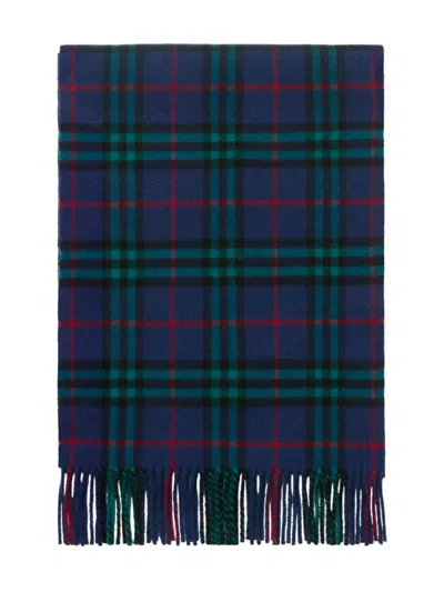 Burberry Checked Fringed Scarf In Brown