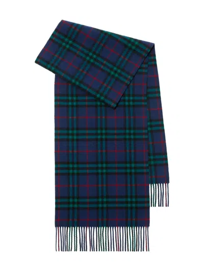 Burberry Checked Fringed Scarf In Brown