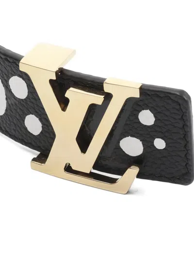 Pre-owned Louis Vuitton X Yakoi Kusama 2022 Leather Belt In Black