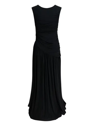 R2w Ruched Maxi Dress In Black