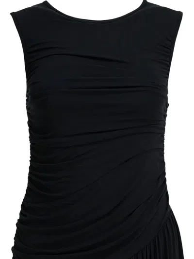 R2w Ruched Maxi Dress In Black