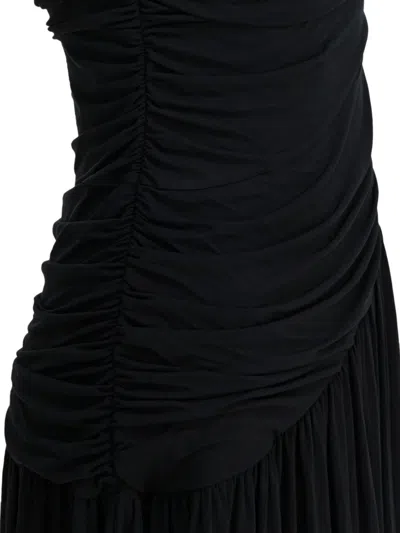 R2w Ruched Maxi Dress In Black