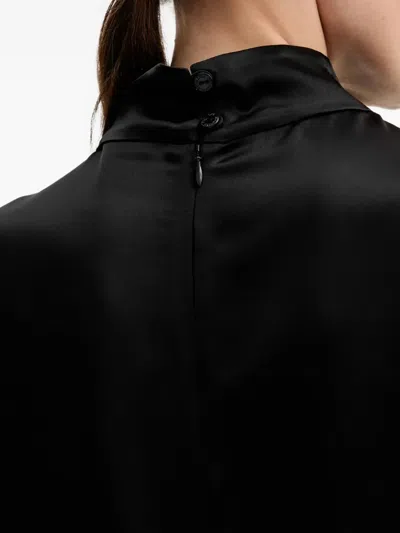 Isabelle Blanche Mock-neck Slit Midi Dress In Black