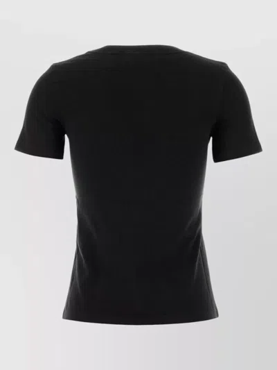 Chloé Women Black Crewneck T-shirt With Maxi Logo Print On The Front In Cotton Woman In Multi