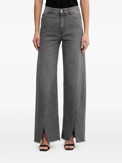 Simona Corsellini Frayed Split Jeans In Gray