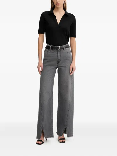 Simona Corsellini Frayed Split Jeans In Gray