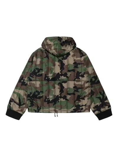 Stussy Quilted Hooded Jacket In Green