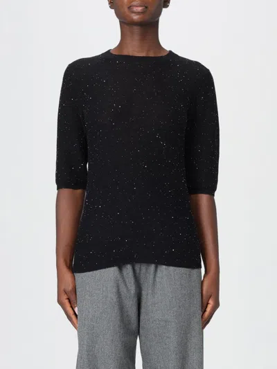 Fabiana Filippi Relaxed Short Sleeve Top With Sequin Embellishments In Black