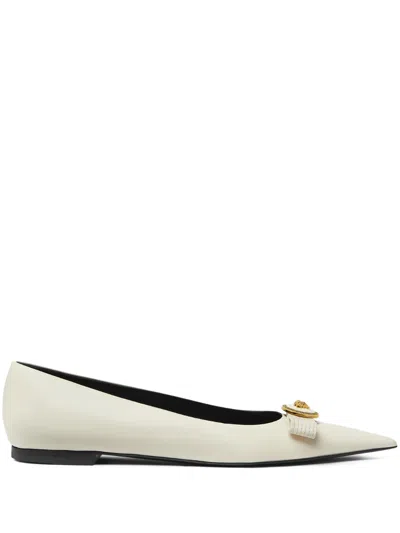 Versace Medusa Leather Ballet Flats In Neutral