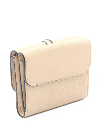 Pre-owned Chloé 2010s Alphabet Leather Trifold Wallet In Neutral