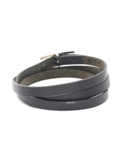 Pre-owned Hermes 2001 Api 3 Long Leather Bracelet In Black