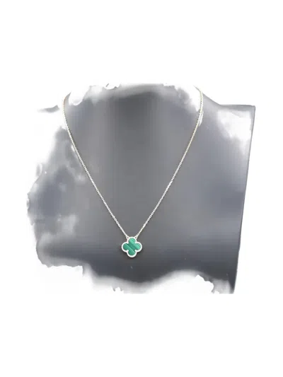 Pre-owned Van Cleef & Arpels 2010 Malachite Pendant Chain Necklace In Gold