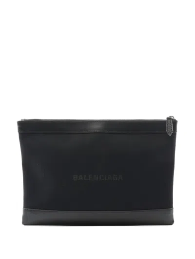 Pre-owned Balenciaga 2010s Zip-up Clutch Bag In Black