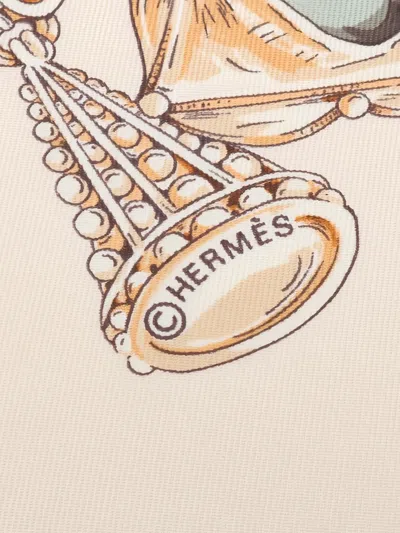 Pre-owned Hermes 2010s Carré 90 Terres Precieuses Printed Scarf In Neutral