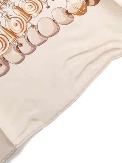 Pre-owned Hermes 2010s Carré 90 Terres Precieuses Printed Scarf In Neutral