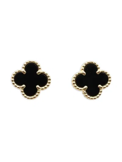 Pre-owned Van Cleef & Arpels 2010s 18k Yellow Gold Sweet Alhambra Onyx Earrings