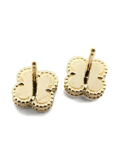 Pre-owned Van Cleef & Arpels 2010s 18k Yellow Gold Sweet Alhambra Onyx Earrings