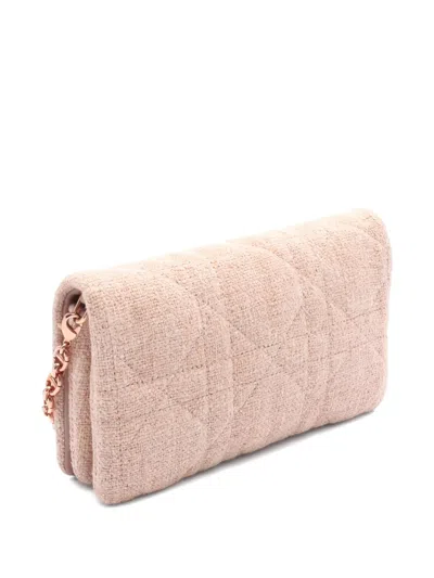 Pre-owned Dior 2010s Caro Chain Tweed Shoulder Bag In Neutral