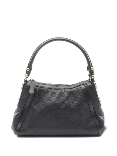 Pre-owned Gucci 2010 Embossed Scarlet Shoulder Bag In Black