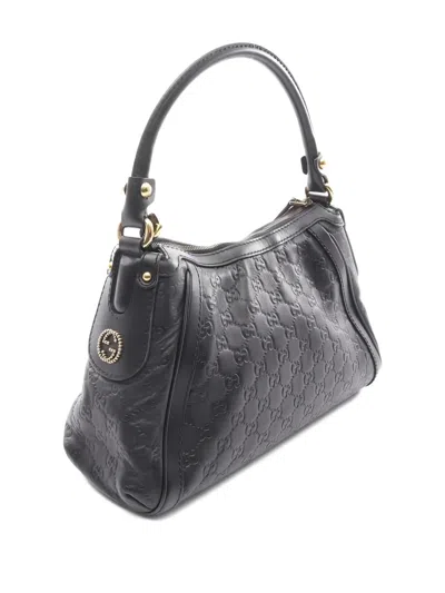 Pre-owned Gucci 2010 Embossed Scarlet Shoulder Bag In Black