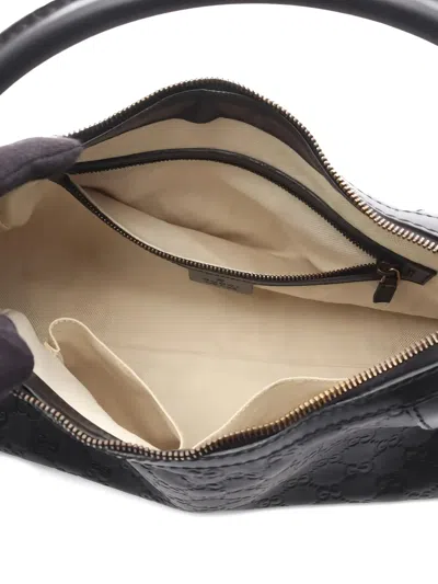 Pre-owned Gucci 2010 Embossed Scarlet Shoulder Bag In Black