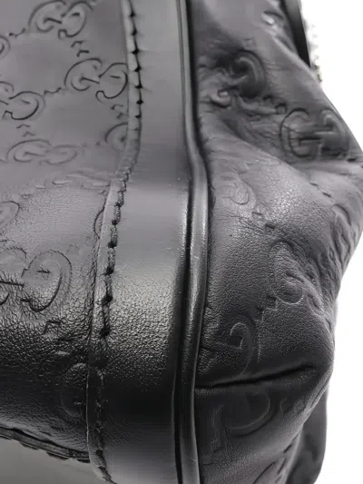 Pre-owned Gucci 2010 Embossed Scarlet Shoulder Bag In Black