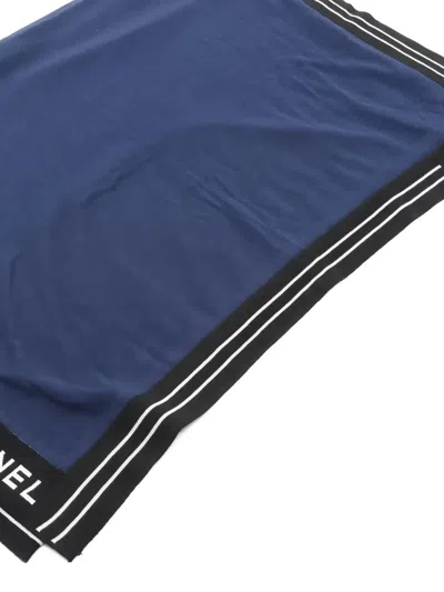 Pre-owned Chanel 1986-1988 Logo Shawl In Blue