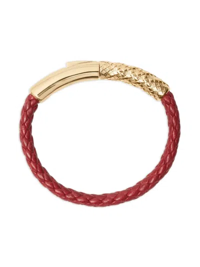 Burberry Check Leather Bracelet In Red