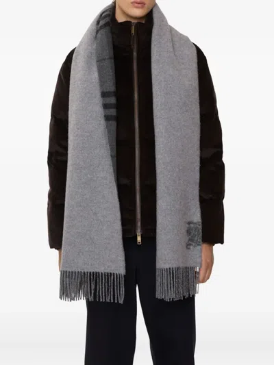 Burberry Reversible Checked Scarf In Gray