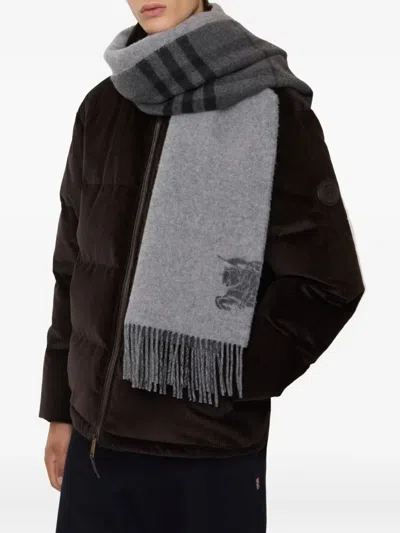 Burberry Reversible Checked Scarf In Gray